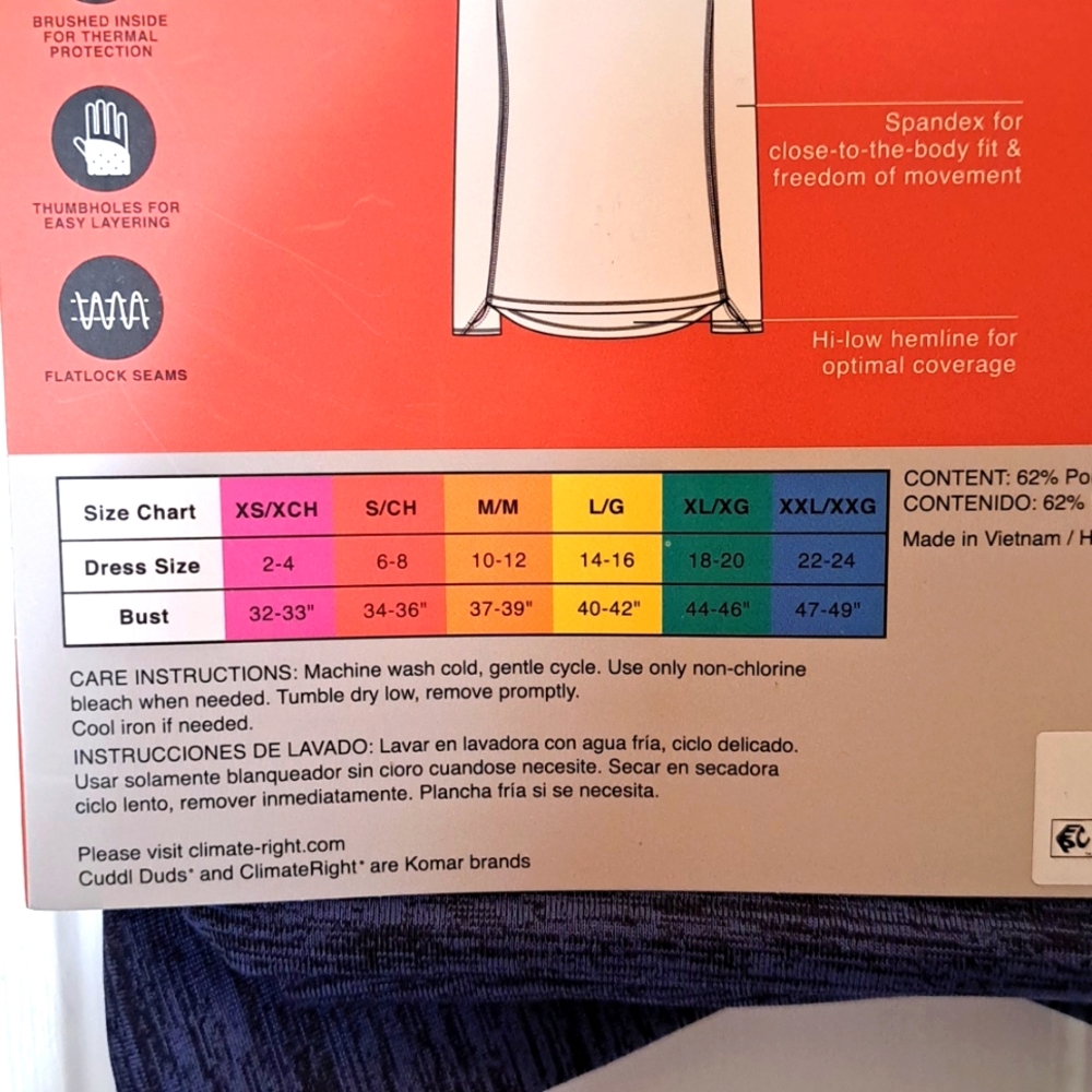 NIP Cuddl Duds ClimateRight Long Sleeve Plush Crew Base Layer Top Frigid Blue - Picture 3 of 4